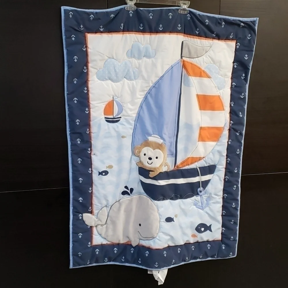 CARTERS quilted blanket boat sea animals